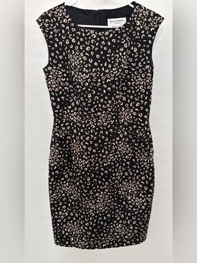 Helene Berman Black Midi Dress with Beige Leopard Spots
